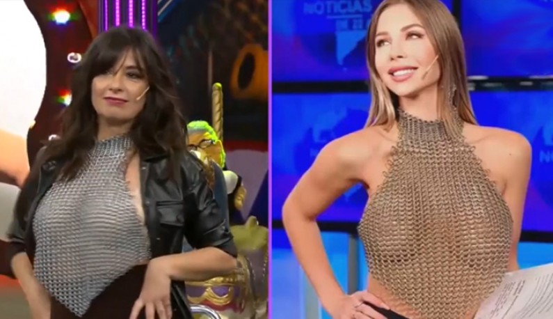 [歐美] 西班牙電視主持人效仿火辣財經主播，單穿網狀上衣，奶子若隱若現讓人心癢癢~