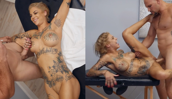 [歐美] 痴女按摩師，把大屌搓硬自己坐上去搖