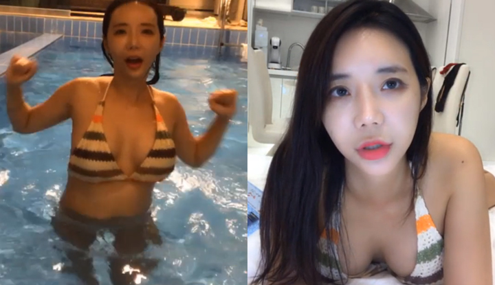 [Korea] Pretty girl started a live broadcast in the swimming pool and danced a coquettish dance ~ I want the attention of my brothers
