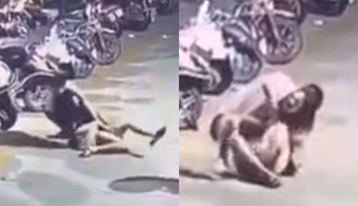 Scandal lộ hàng trên mạng ~ Cô gái xinh đẹp bị theo dõi về nhà và bị ép dùng tay sờ lồn