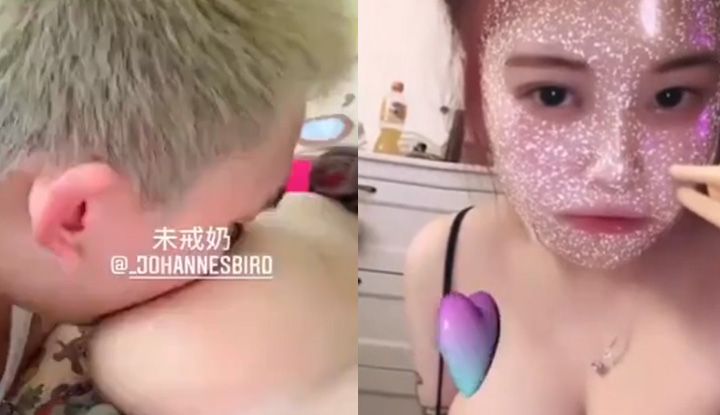 網曝門事件~巨乳網紅男友吸奶視頻流出~