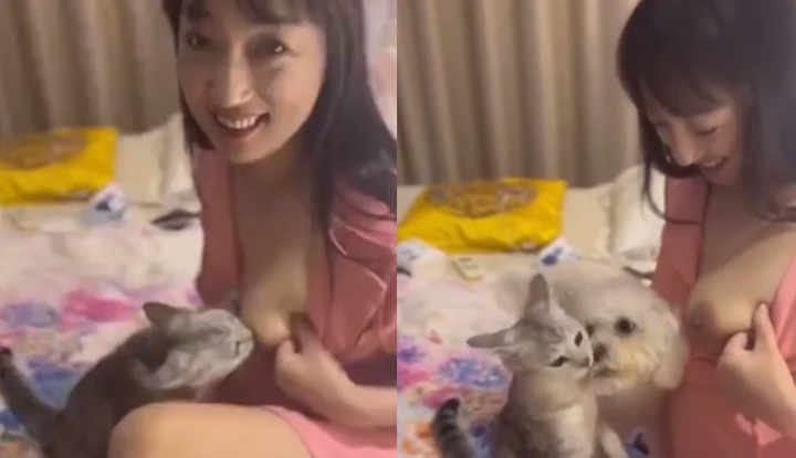 網曝門事件~年輕人母餵幼貓人奶!