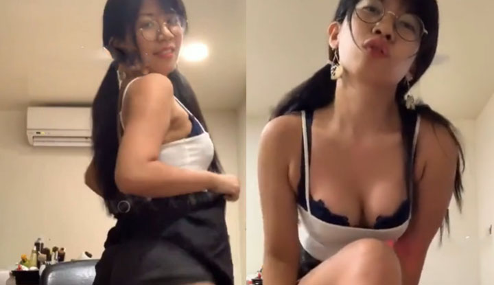 Taiwanese SWAG hitomibabe~ A nerdy girl with glasses and a bob haircut, dancing provocatively. Makes you want to spank her butt when you see her.
