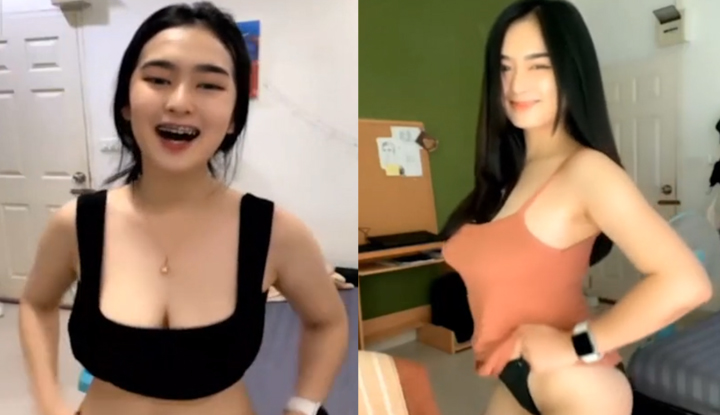 [thailand] sexy busty girl strips and shakes her breasts for this camera~