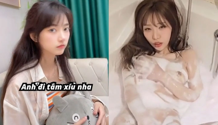 女友一直想偷看我洗澡,只好把她拉進來幫她洗洗