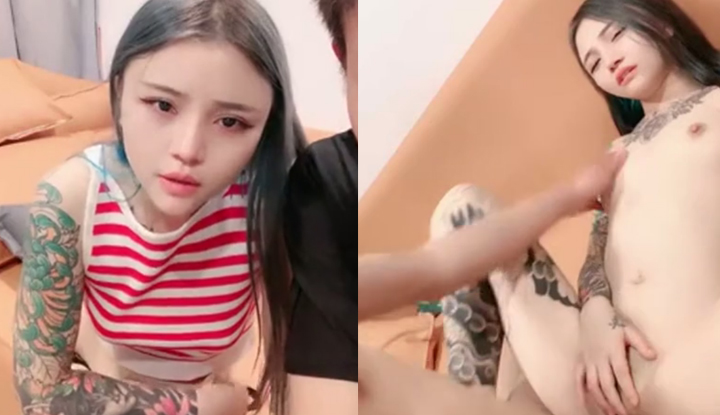 Tattooed net red hot girl gets fucked by her friends~