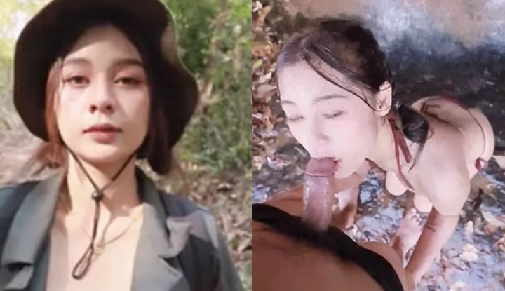 Onlyfans Nong Mintra takes Pee Thep into the forest to fuck by the waterfall mintra4444 wearing a bikini and playing in the waterfall and having sex outdoors.