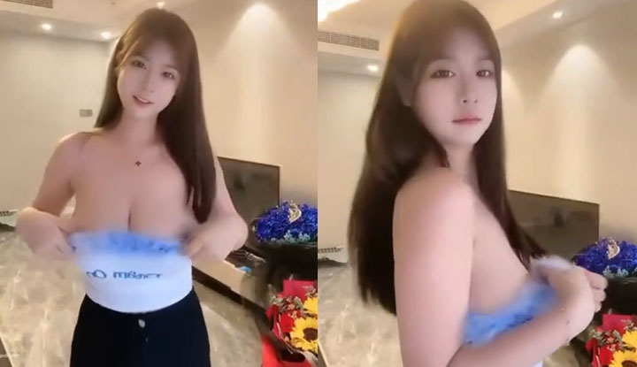 TikTok-style video featuring a sexy performance, busty beauty dancing to TikTok songs~