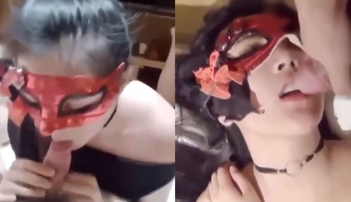 Uma bela mulher com alta aparência come frango e faz sexo oral profundo, no final, ela recebe um facial bem safado.
