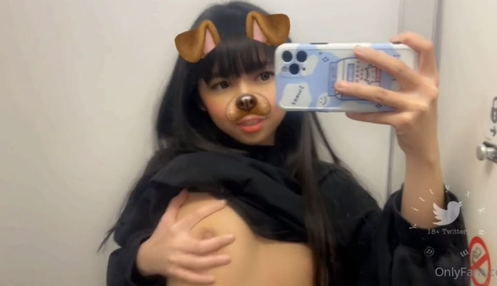 [Asian] Oh my god, Asian influencer kittyxkum is trying to be sexy without wearing a bra.