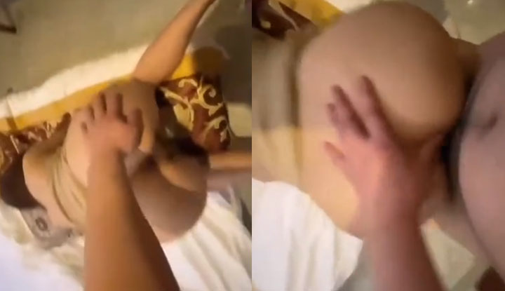 Mulher jovem com saltos altos vermelhos, empinando a bunda e sendo fodida sem camisinha, gemendo sem parar de prazer.