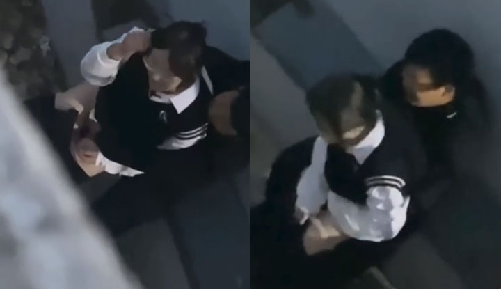 吃瓜!青島XX技師學院小情侶,在校園角落脫褲子摳屄被偷拍!