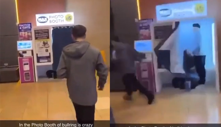 Terkejut sehingga terkecut! Pasangan itu melakukan aksi lucah di dalam bilik foto bergerak!