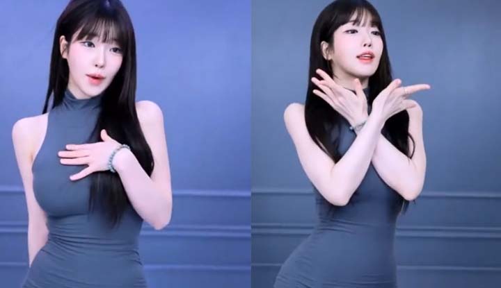 น้องสาวเกาหลีผมยาวสง่างาม~ ด้านหน้ายกขึ้นและด้านหลังงองอก การเต้นรำที่มีเสน่ห์และสุภาพ กรุณาติดตาม