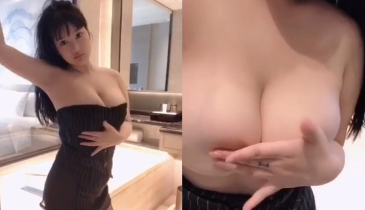 Busty internet celebrity Xiao Younai, with fair skin and beautiful chest, reveals her seductive buttocks.