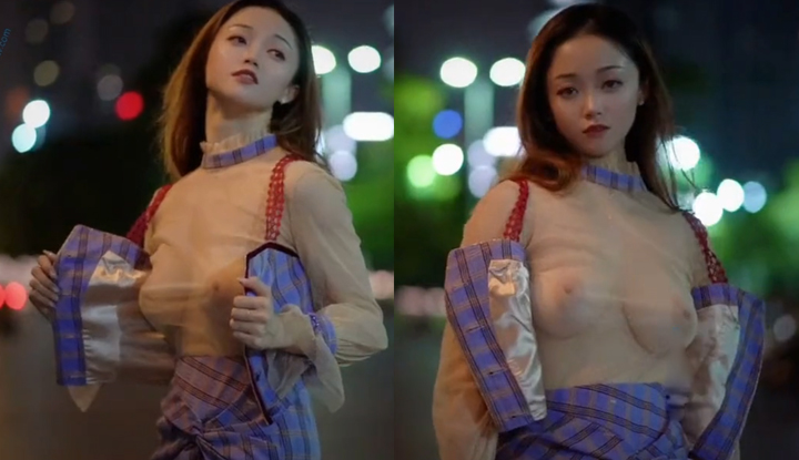 大尺度反差女神,戶外薄紗巨乳若隱若現