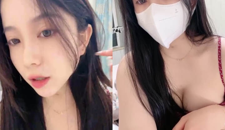 Thiên thần xinh đẹp ngực khủng kéo ngực ra massage Mở lỗ mũi kín cho bạn xem.