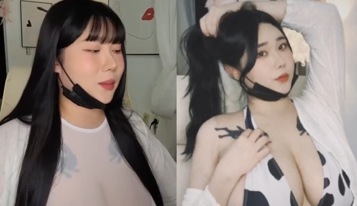 [Coreia do Sul] Streamer peituda lasciva, transformando-se de uma dama fria em uma vaca leiteira lasciva.
