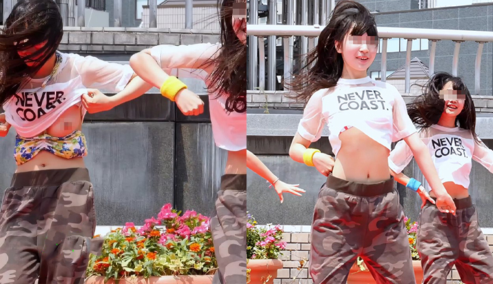 A female college student's summer festival dance went viral as her swimsuit slipped, revealing her left breast, but she quickly adjusted and continued dancing!