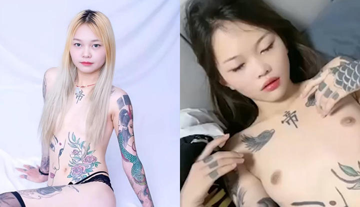 精神小妹天花板,南通嫩妹沉瑤通體紋身這操起來有多刺激2