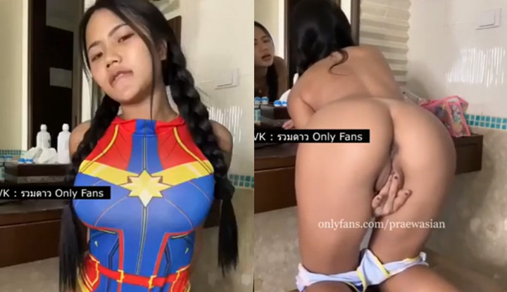 [Thailand] Cute girl with ponytail seduces and teases, close-up of her shaved pussy as she gradually becomes more lustful while masturbating.