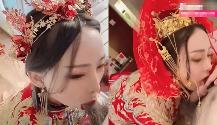 長腿女神模特半糖兔兔，新娘禾服做愛視頻，淫蕩口交無套後入淫叫連連！