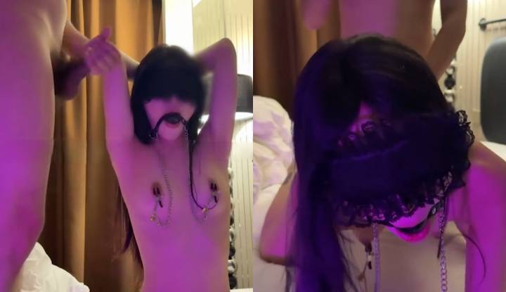 極品淫妻 Yigeren33 SM乳夾調教 口球塞滿櫻唇 女上騎乘後入爆操!