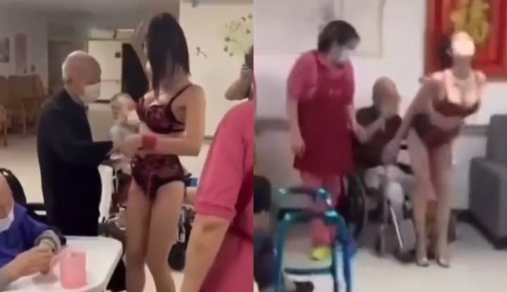 [taiwan] the sexy female director of the guotai nursing home in anyang, henan province, wore sexy lingerie and danced with the elderly, sparking heated discussions on the internet. the taiwan nursing home even had a hand job service!
