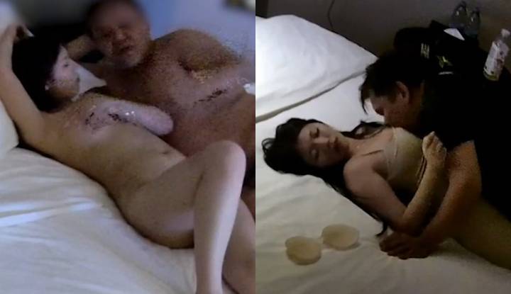 latest hidden camera footage with audio: a top-notch beauty, dressed sexy, with a slender figure, wearing a collar and chain around her neck, is being raped in various positions for promotion. her lewd moans echo throughout the room!