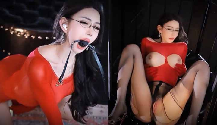 tao yi - tiger tooth big breast goddess's large-scale nude dance bonus: red see-through dress, sm domination seduction, every movement is full of provocation!