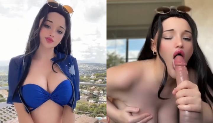 america hidorirose - top fan service girl latest private photoshoot: karona's perfect cosplay from one piece, plump butt and giant boobs, masturbating with super realistic fake boobs!