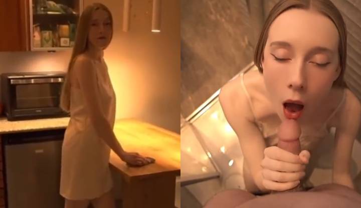 america's lenionella - a tall, sexy girl in the bathroom, revealing her face while giving a provocative blowjob! she gets intensely fucked hard by a big dick, her face showing pure lust and moans of pleasure!
