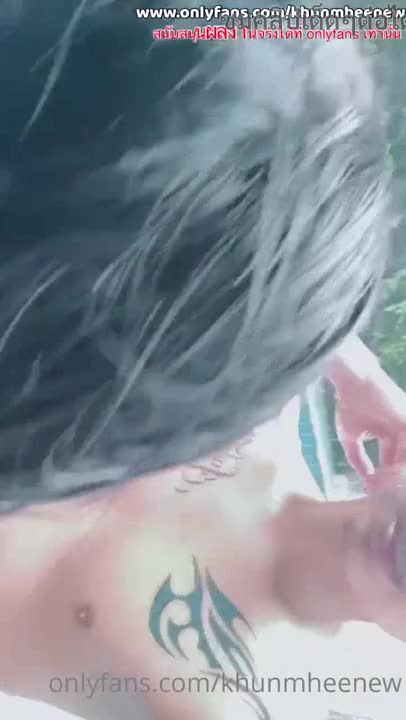 brother bear takes a girl to fuck by the pool. khunmheenew fucks a cute, short-haired teenager. they suck each other's cocks in the pool and then they sit and bounce on each other's pussies in the water.